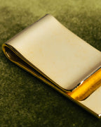 "Christian Dior" 70's-90's Gold tone striped inlay money clip