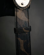 “PRADA” 2010’s Saffiano camouflage relief logo buckle
leather belt