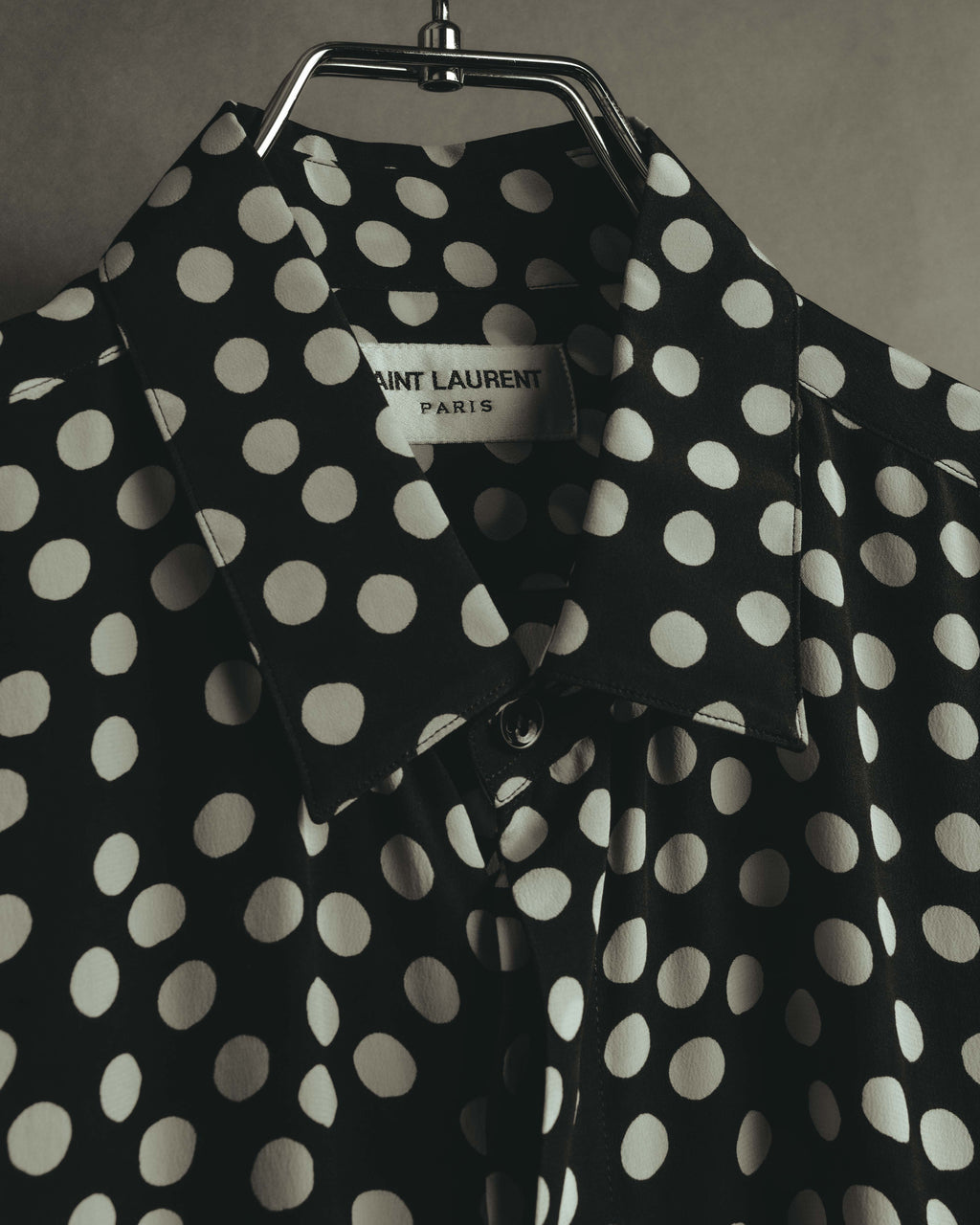 -SPECIAL- "Saint Laurent" 2019-2020 Polka dot silk long sleeve shirt