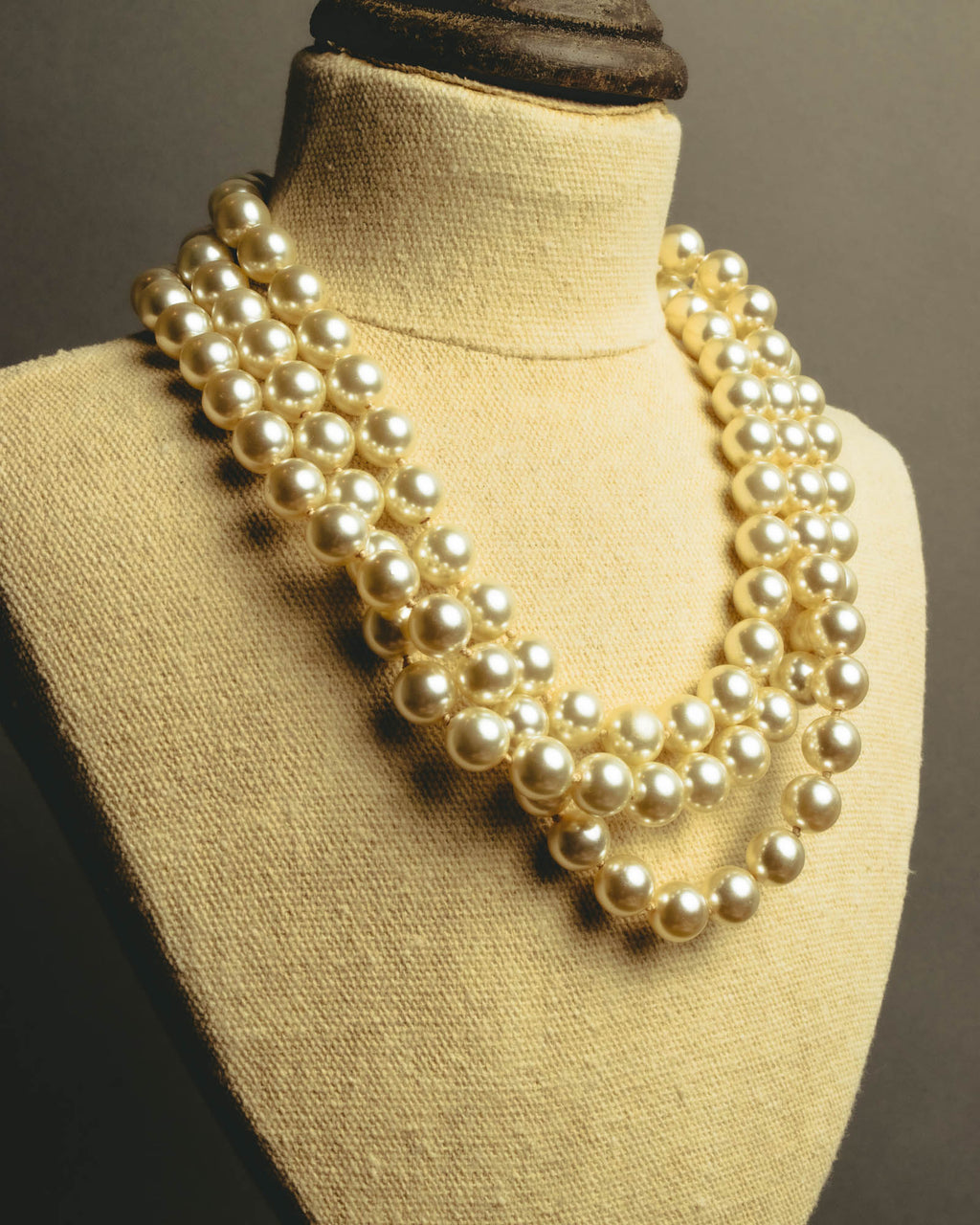 "Salvatore Ferragamo" 80's-90's Gancini three-strand pearl-style necklace