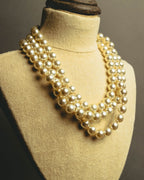 "Salvatore Ferragamo" 80's-90's Gancini three-strand pearl-style necklace