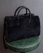 "BALENCIAGA" Padlock design shearling leather bag