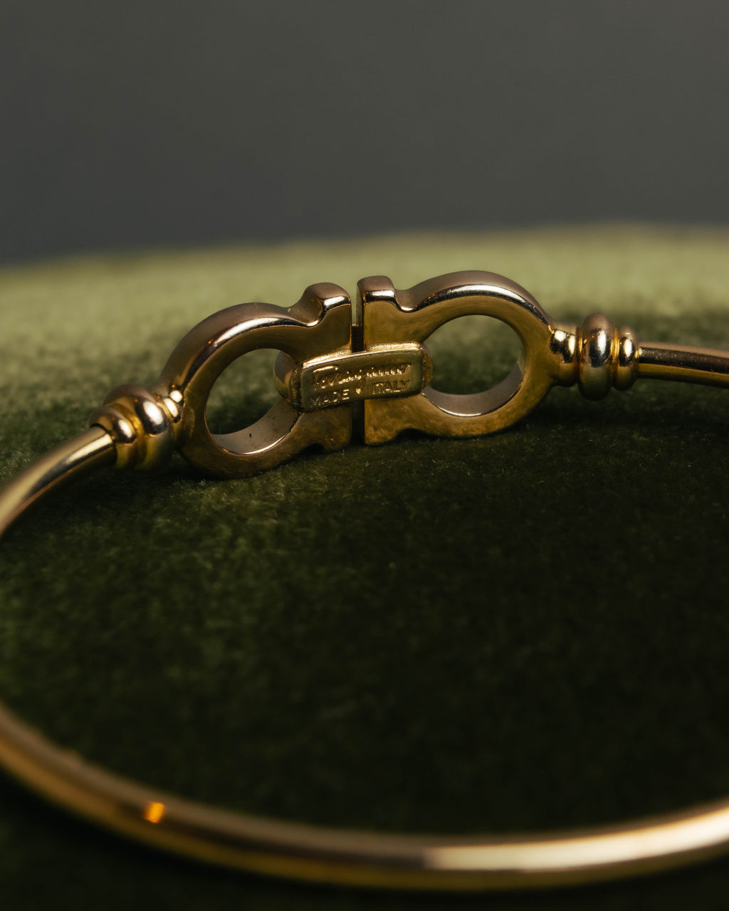 “Salvatore Ferragamo” 90’s-00’s Gancini gold tone bangle bracelet