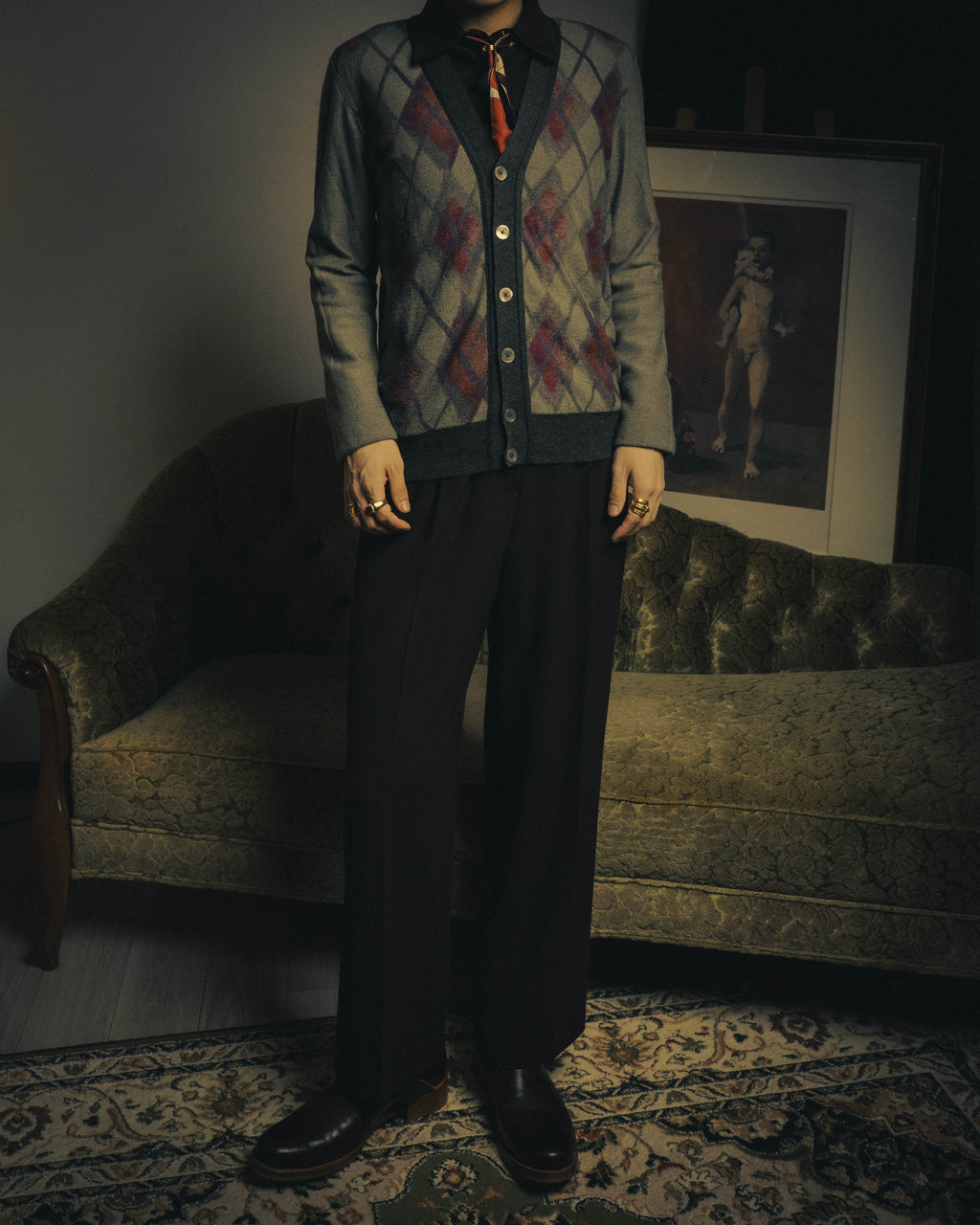 –SPECIAL– "Hermès" 90's-00's Plaid cashmere cardigan