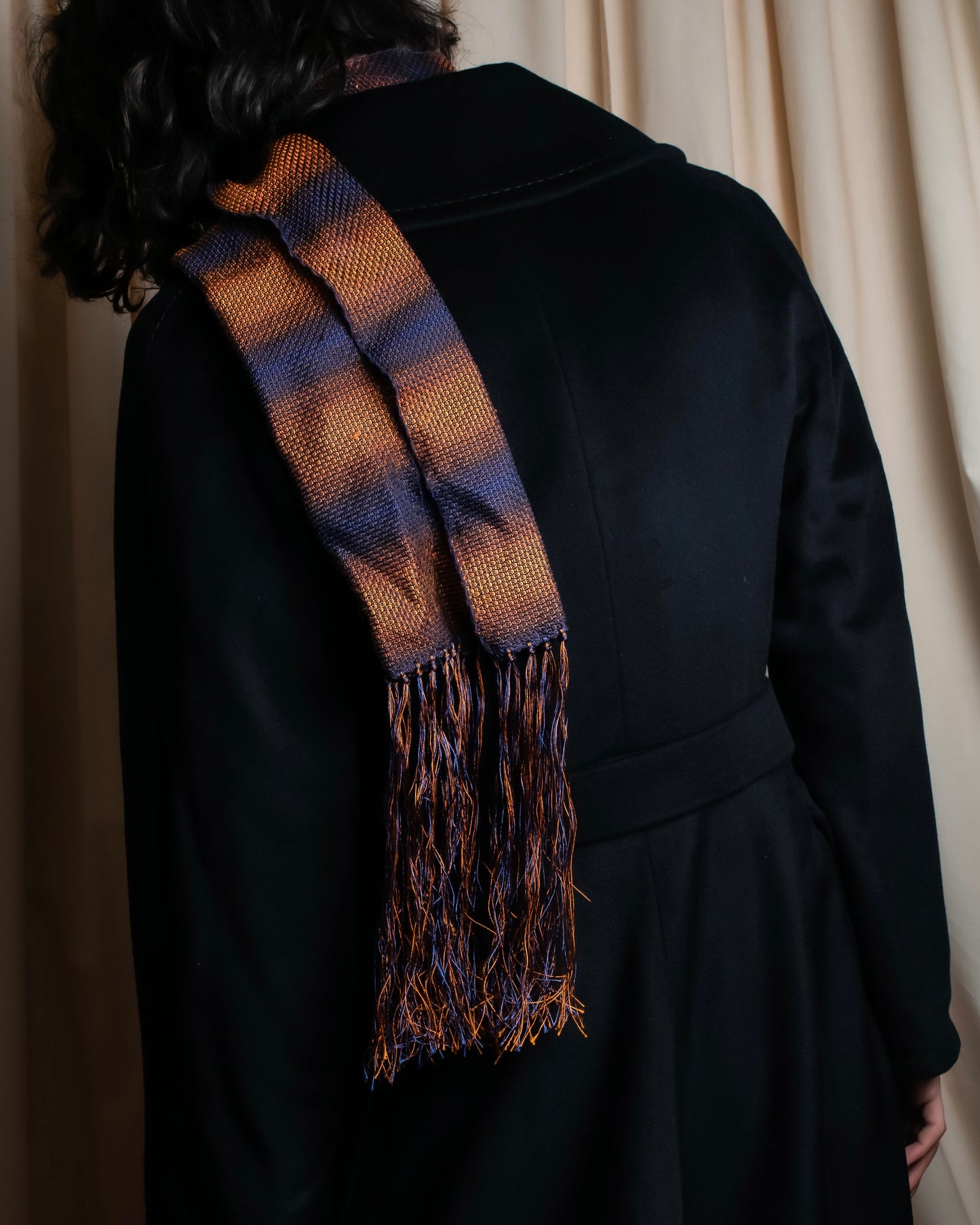 "GUCCI" Ombre stripe pattern fringe design silk long stole