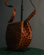 -SPECIAL- "Salvatore Ferragamo" 90's Glossy crocodile pattern shoulder bag