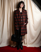 "HUGO BOSS" Plaid brushed wool tailored coat