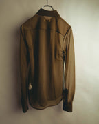 -SPECIAL- “Dries Van Noten” 20’s Sheer brown tailored long sleeve shirt