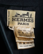 "HERMES" Ribbon scarf detail shaped coat