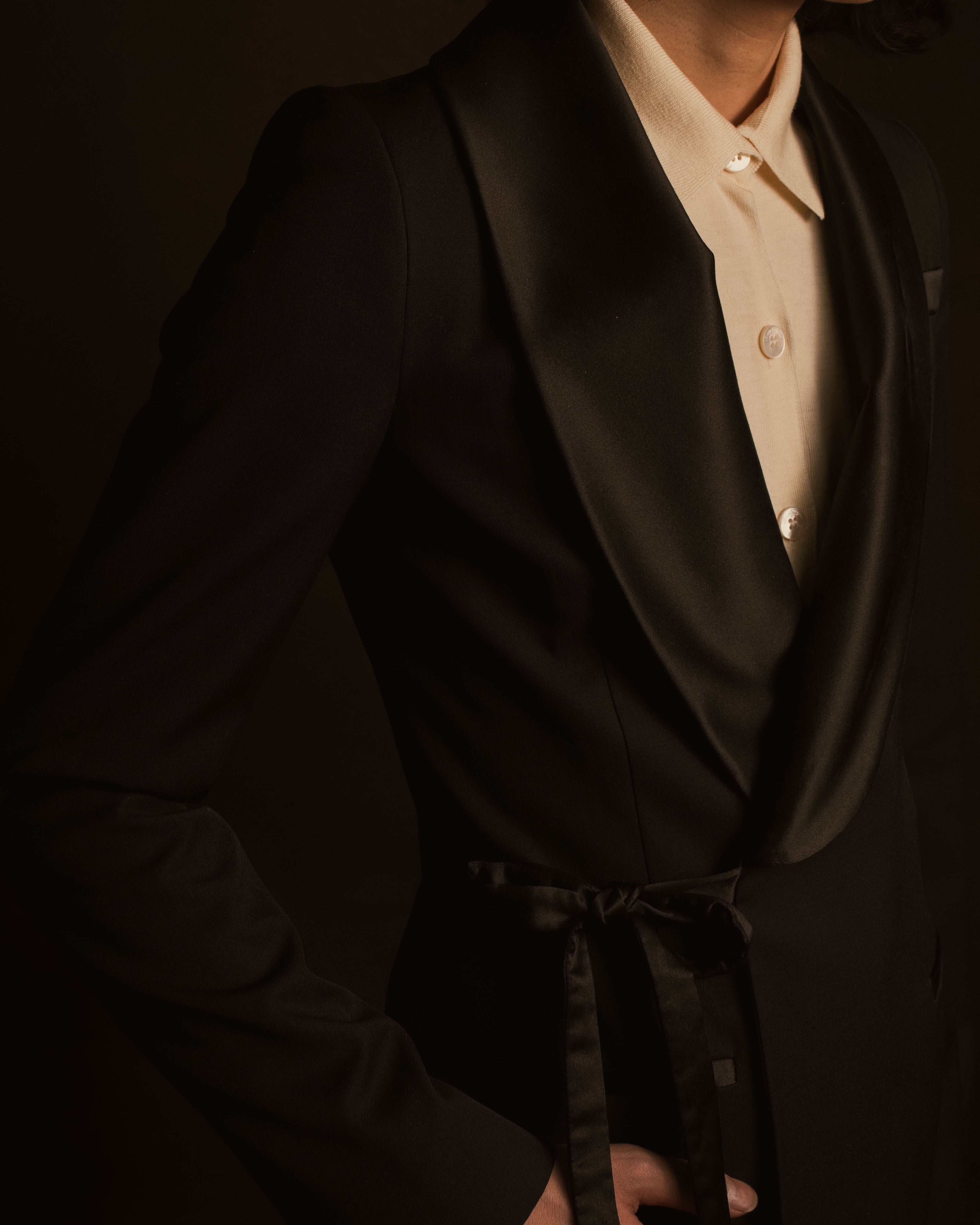 –SPECIAL– "LOEWE"2010’s-20’s wrap-front shawl collar tuxedo jacket