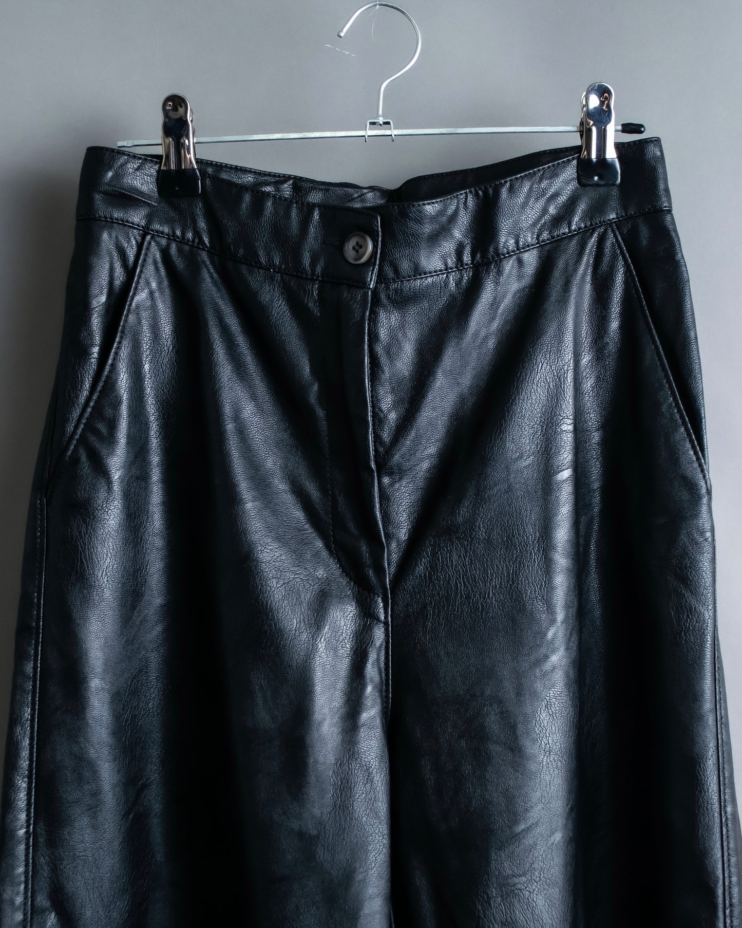 "MM6" Synthetic Leather Cut-Out Design Shorts
