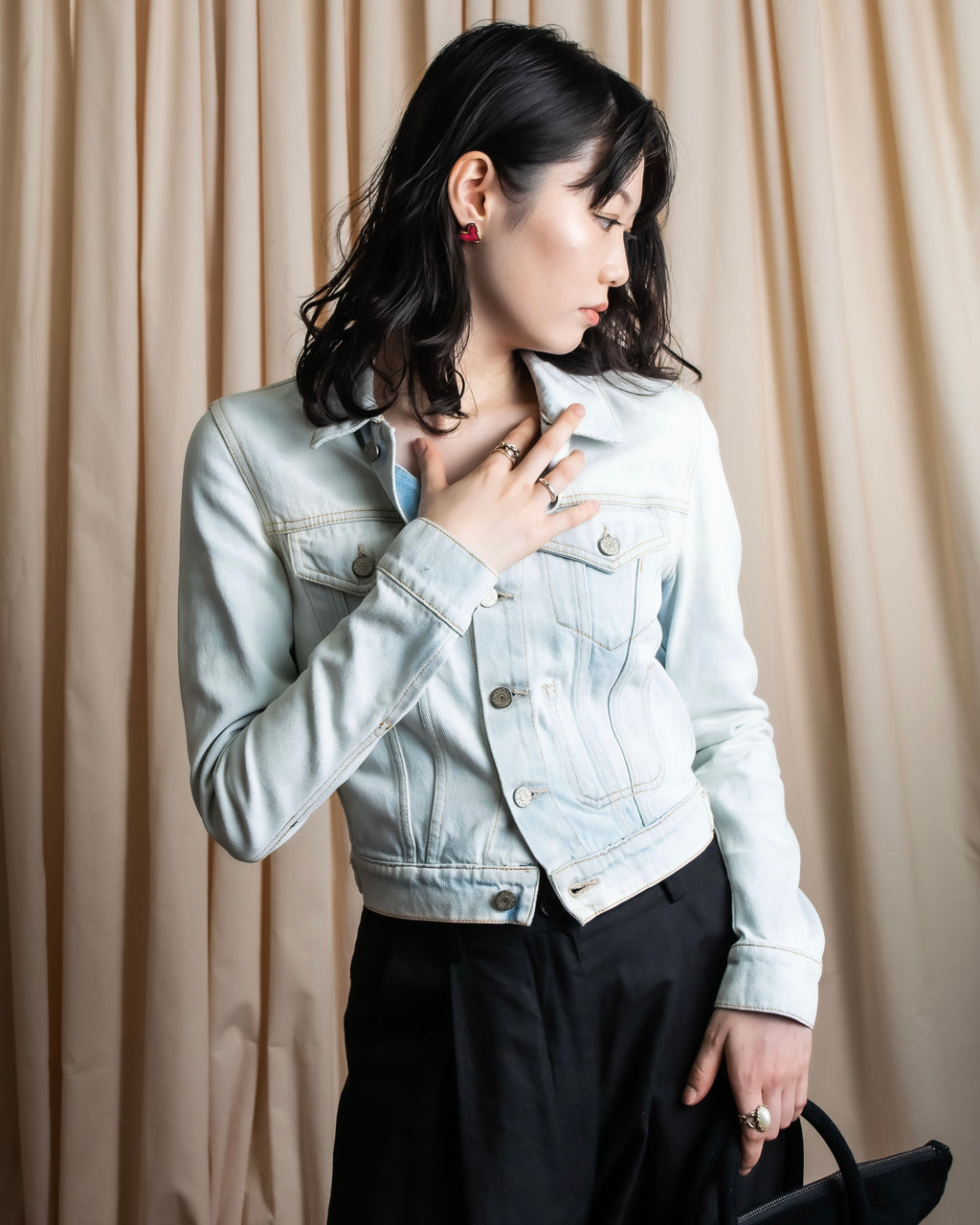 "Acne Studios" Washed light blue short denim jacket