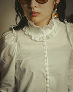 -SPECIAL- “YVES SAINT LAURENT” 70’s-90’s Ruffled high-neck blouse