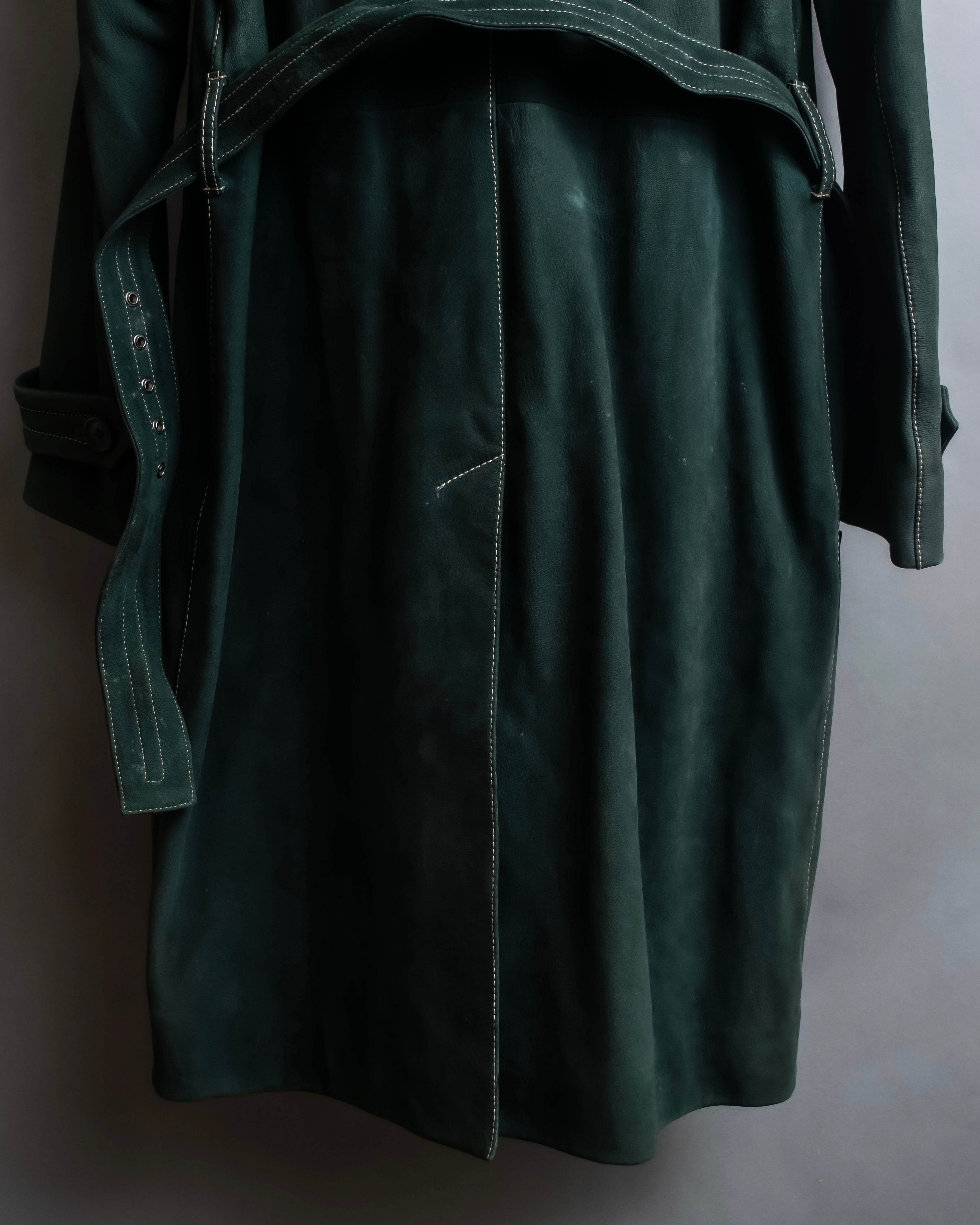 "PRADA" Stitching design suede belted coat