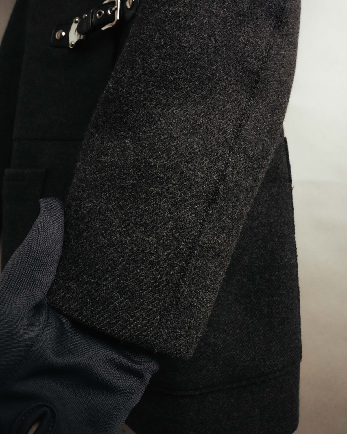 “miu miu” 00’s-10’s Wool angora leather buckle coat