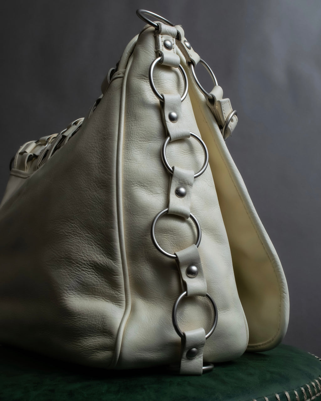 "Christian Dior" Metal ring leather combination design bag