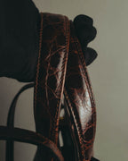 “Salvatore Ferragamo” 00’s-10’s Crocodile embossed vara bow 2way handbag