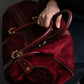 "Cartier" Beautiful red color velour boston bag