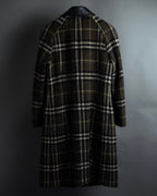 "BURBERRY" Leather switching design check tweed coat
