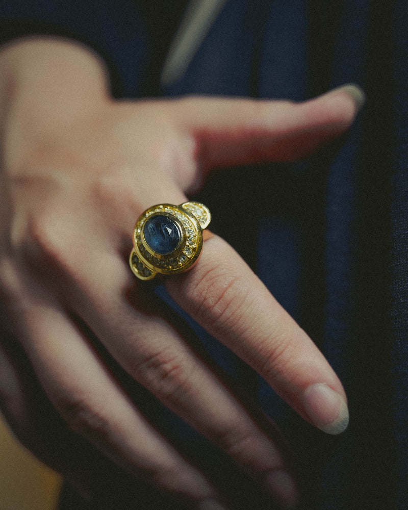 -SPECIAL- “Christian Dior” 60’s-70’s Blue cabochon cocktail ring