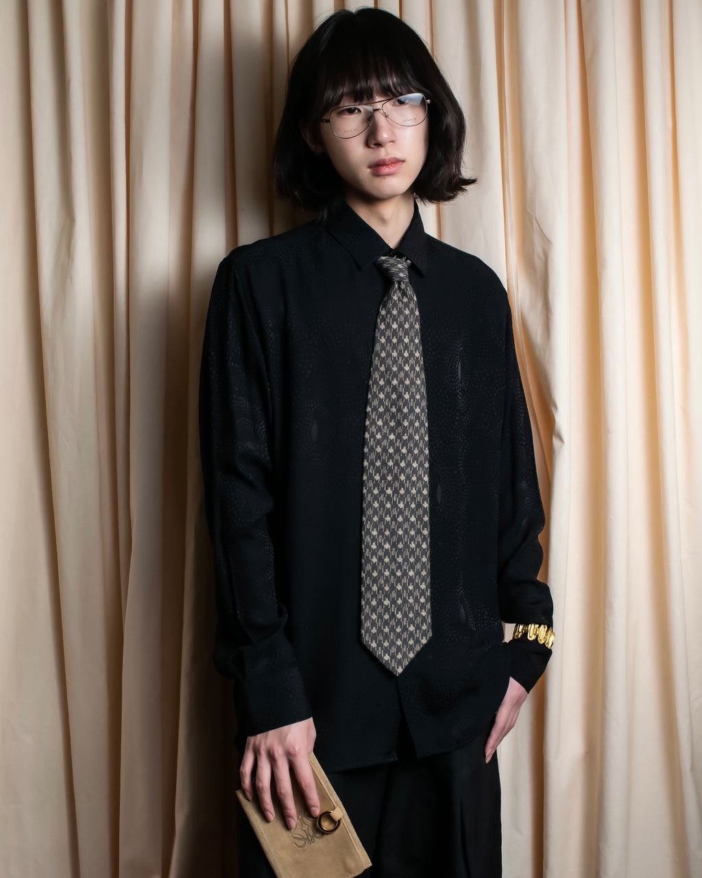 "ARMANI COLLEZIONI" Houndstooth wool necktie