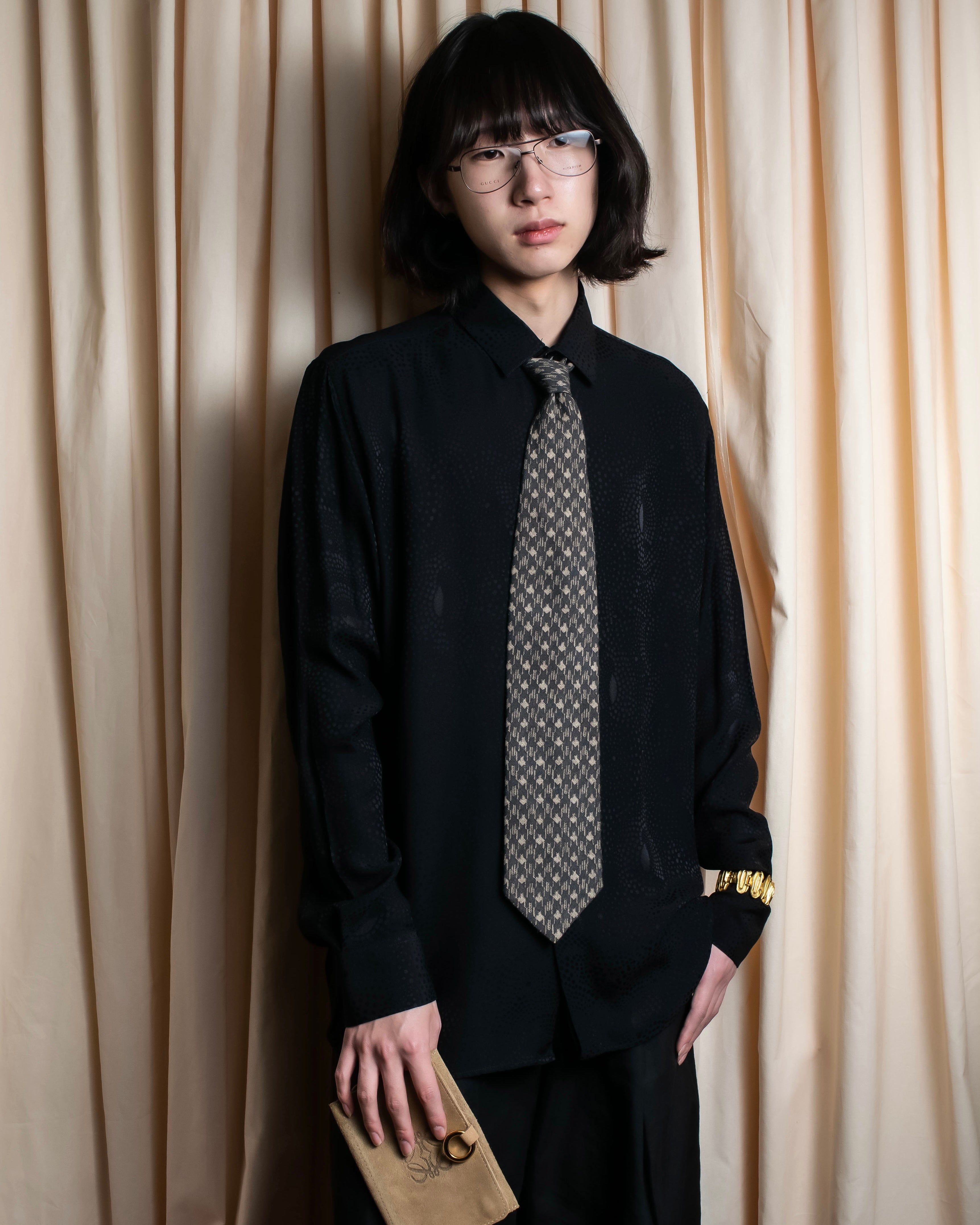 "ARMANI COLLEZIONI" Houndstooth wool necktie