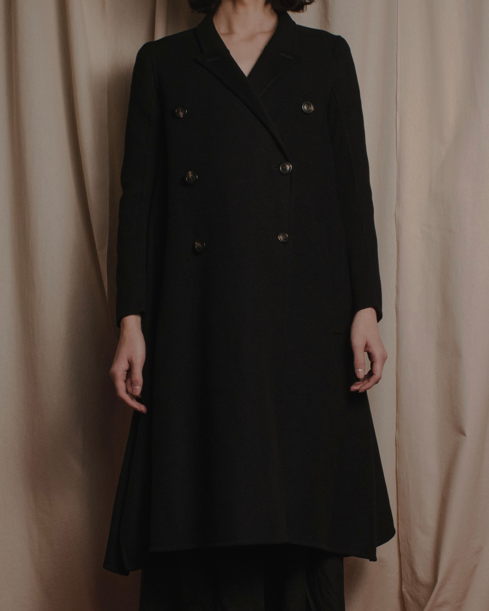 "Rick Owens" 2014AW sculpted double-breasted leather coat