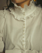 -SPECIAL- “YVES SAINT LAURENT” 70’s-90’s Ruffled high-neck blouse