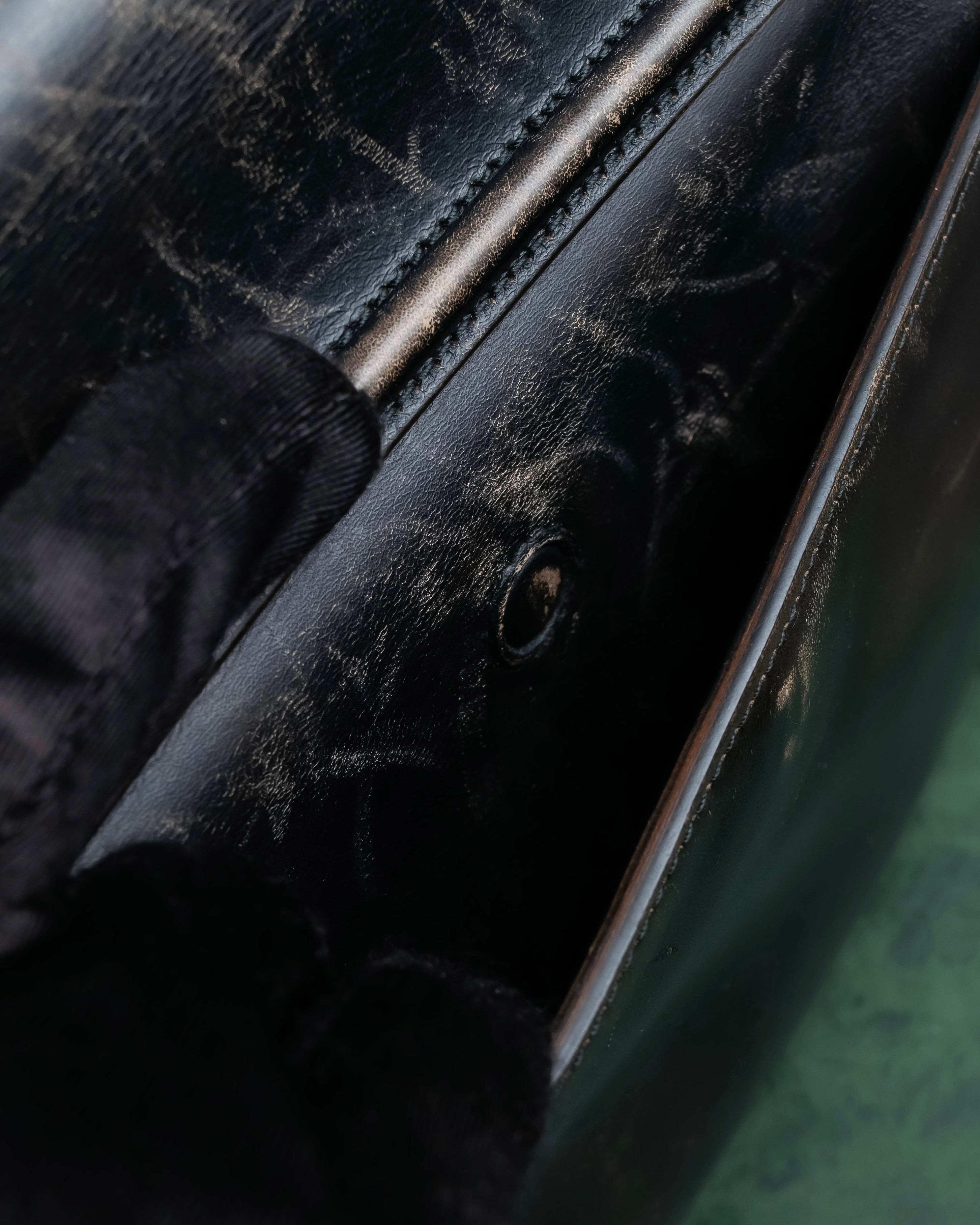 "PRADA" Aged metal parts design leather hand bag