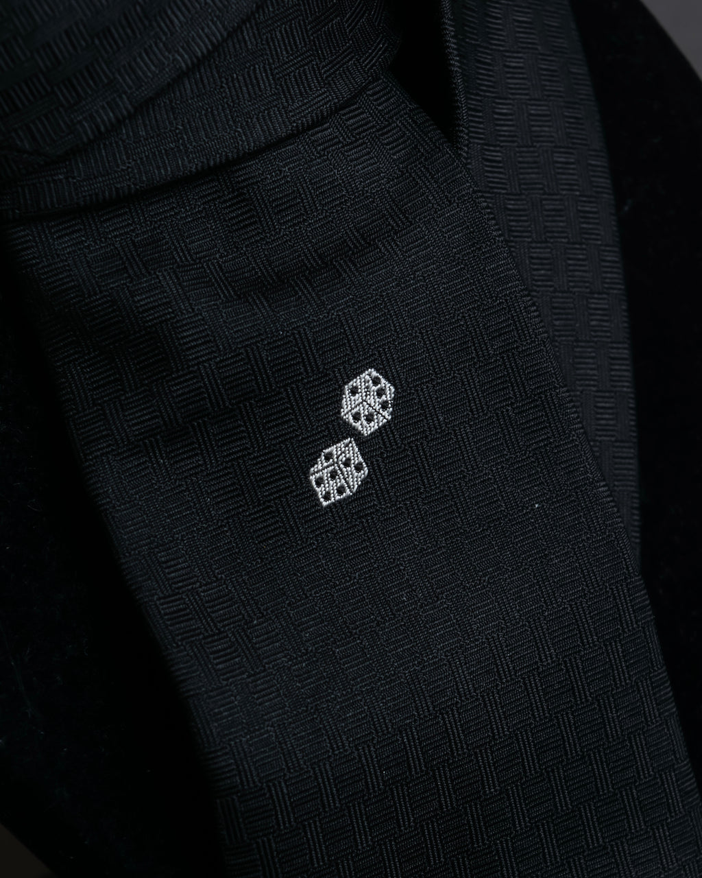 "HERMES" Dice embroidery design silk neck tie