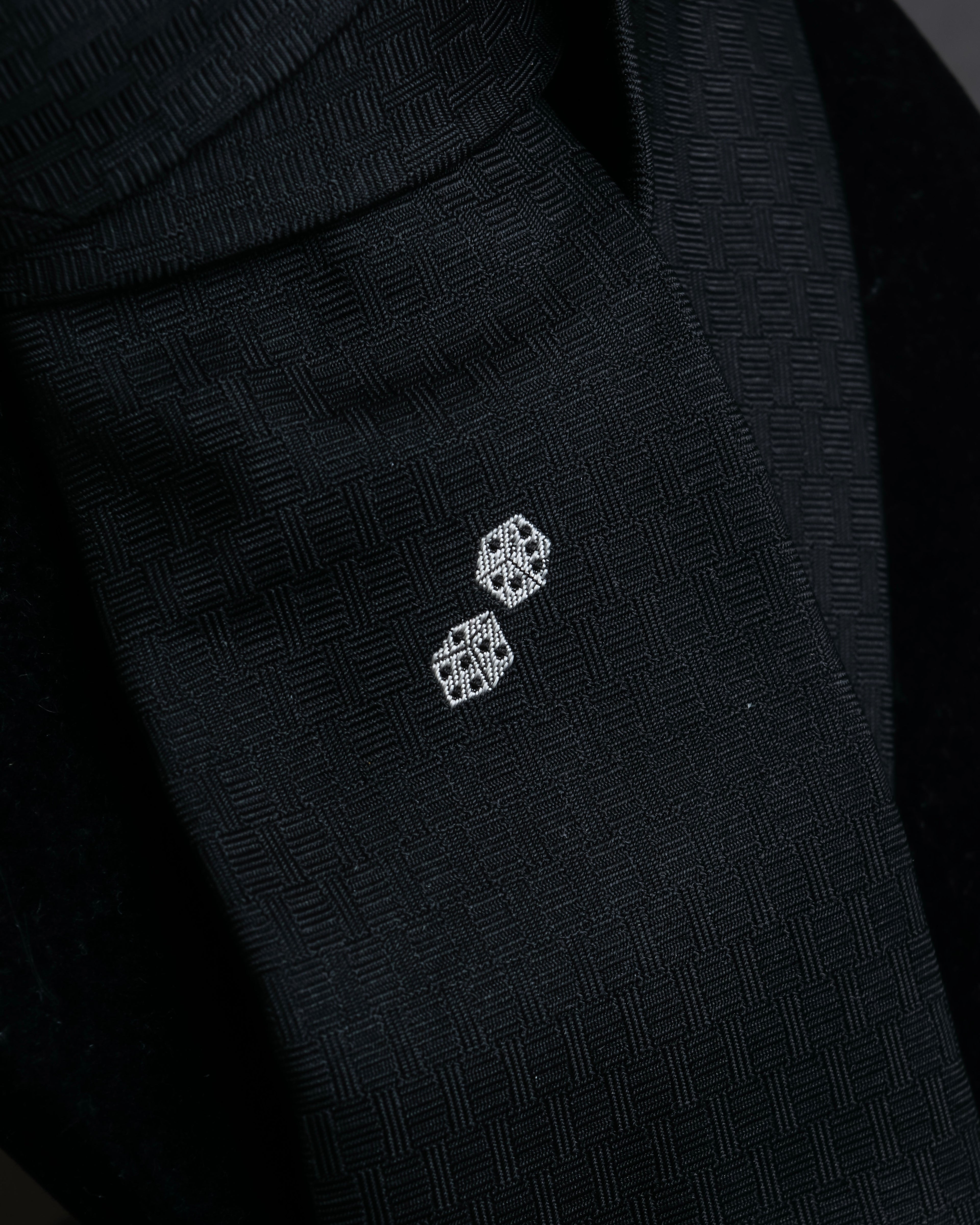"HERMES" Dice embroidery design silk neck tie