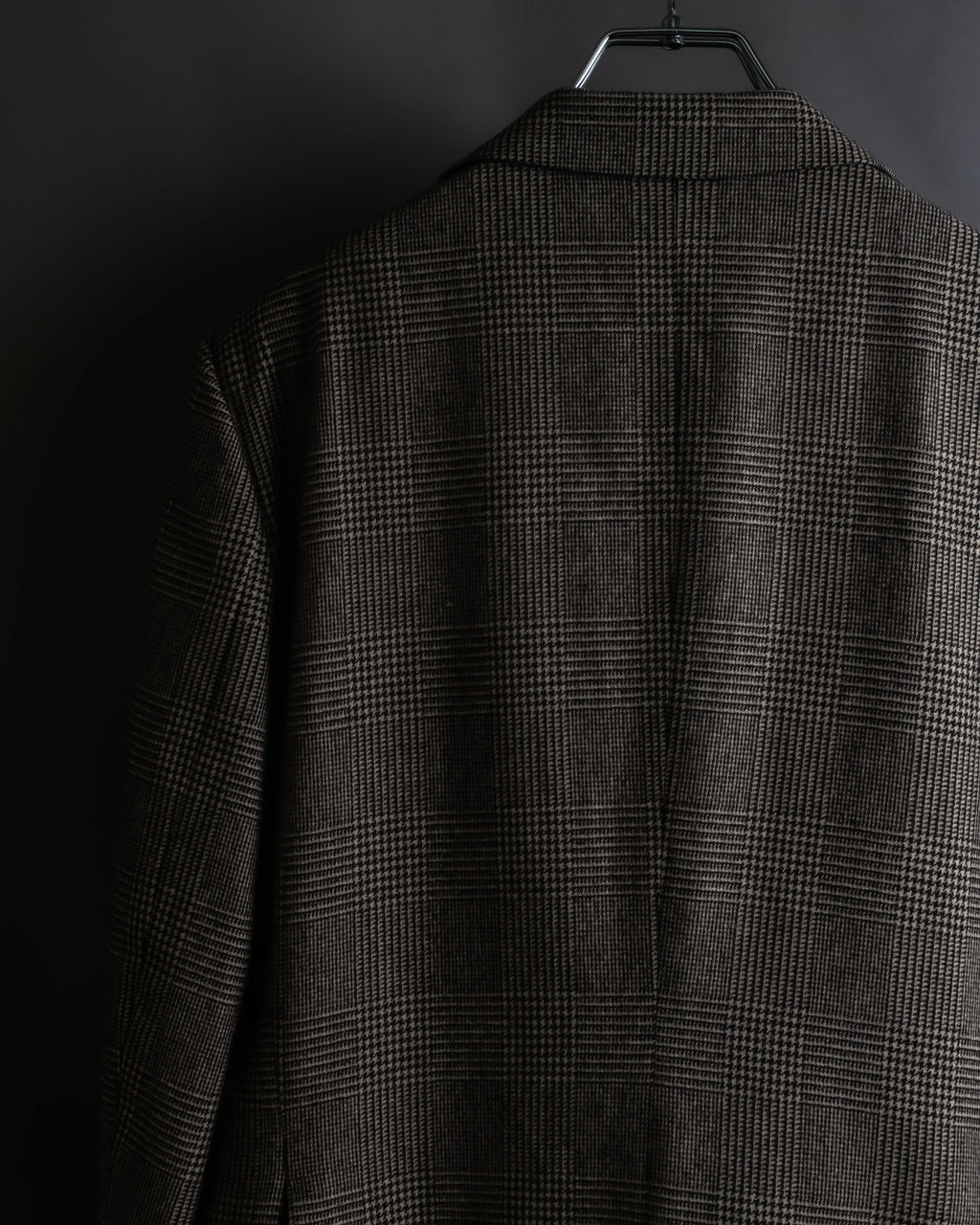 "YVES SAINT LAURENT" Glen plaid oversized wool tailored jacket