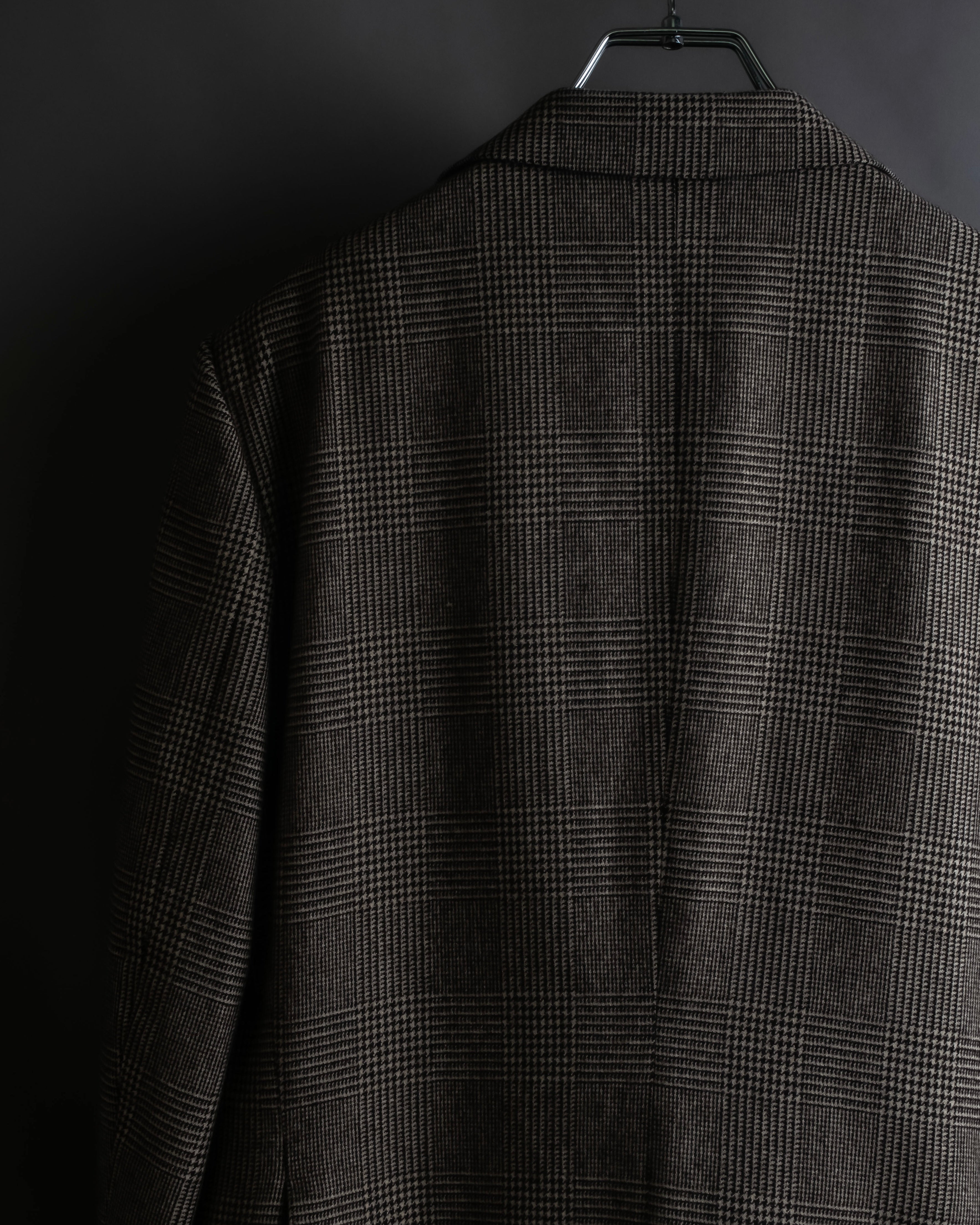 "YVES SAINT LAURENT" Glen plaid oversized wool tailored jacket