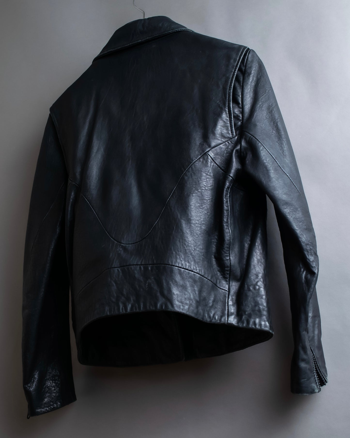 "Acne" Beautiful shape genuine leather double riders jacket