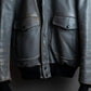 "VANSON" Out pocket design ribbed leather jacket