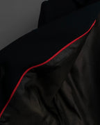 "HERMES" 90's classic detail dark blue tailored jacket