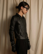 -SPECIAL- "Rick Owens" 15AW Beautiful wrinkles front zip leather jacket