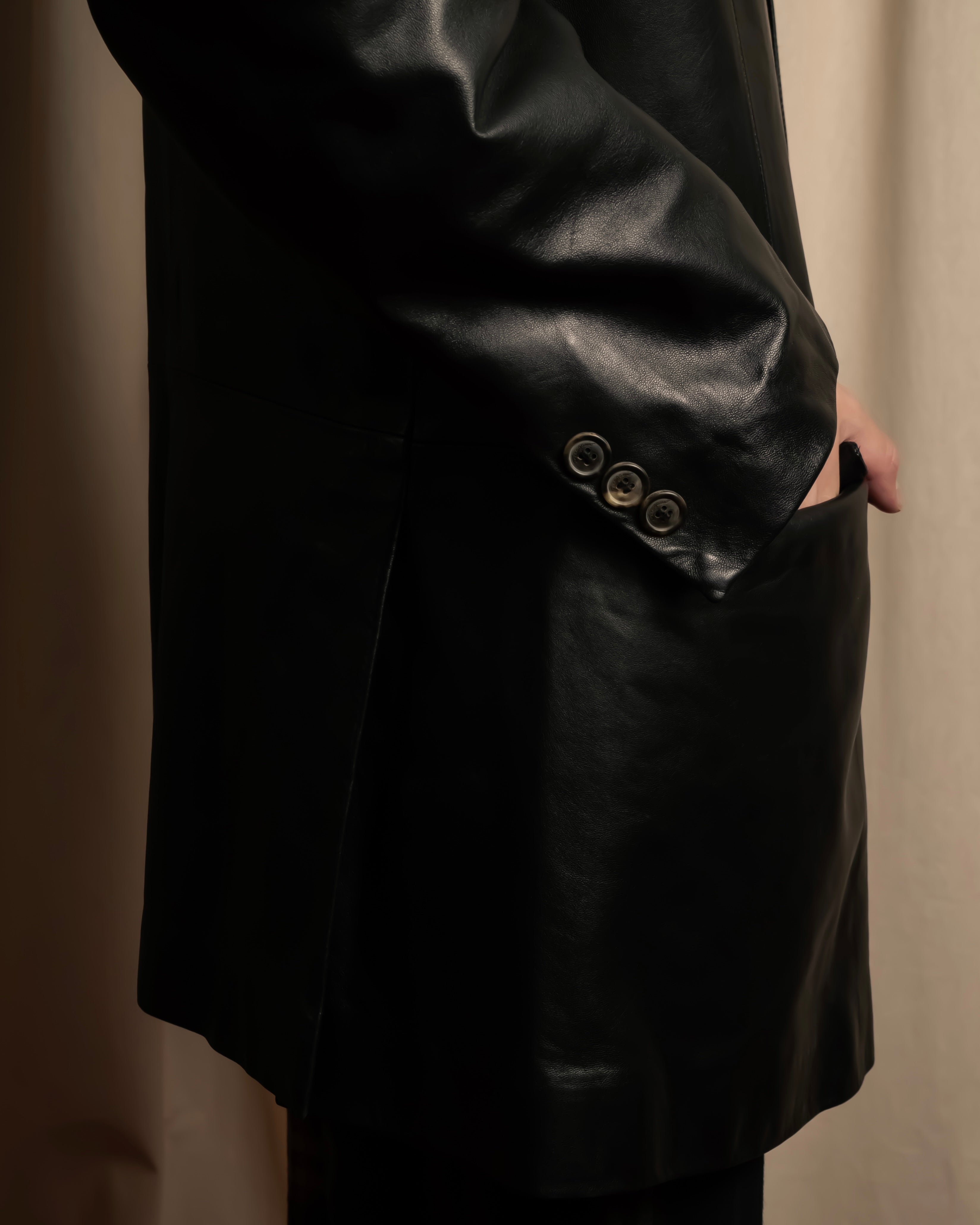 "Salvatore Ferragamo" Straight silhouette leather tailored jacket