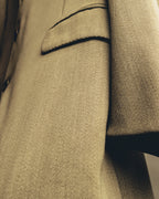 -SPECIAL- "Hermès" 80's-00's Leather collar tailored blazer