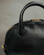 –SPECIAL– “Salvatore Ferragamo“ 00’s-10’s Black leather dome handbag
