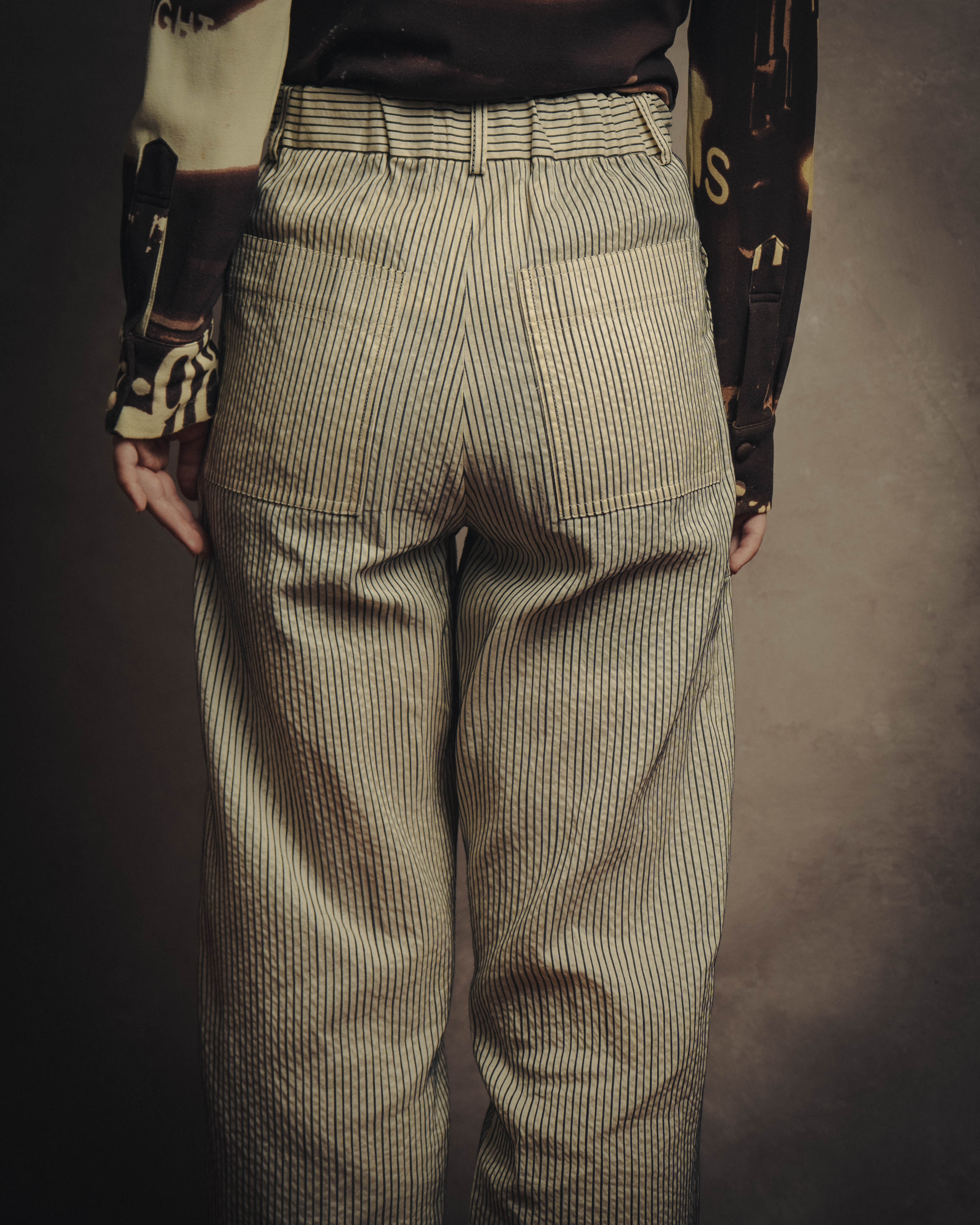 -SPECIAL- “Christian Dior” 20’s silk cotton striped straight trousers