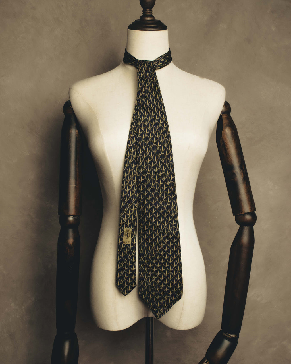 "GUCCI" 80's Nautical patterned silk necktie