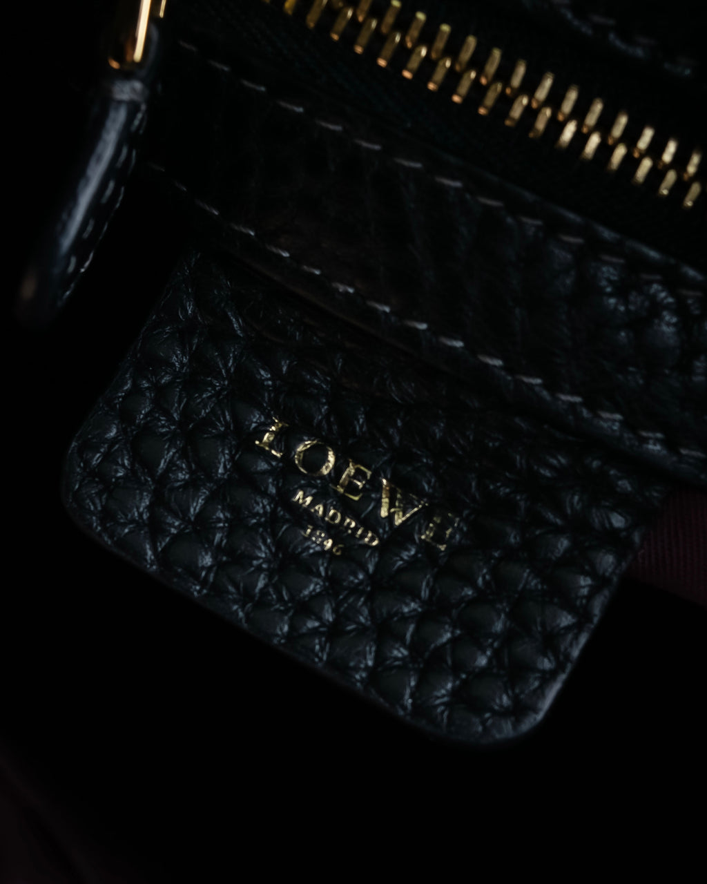 "LOEWE" Flap pocket design ostrich leather bag