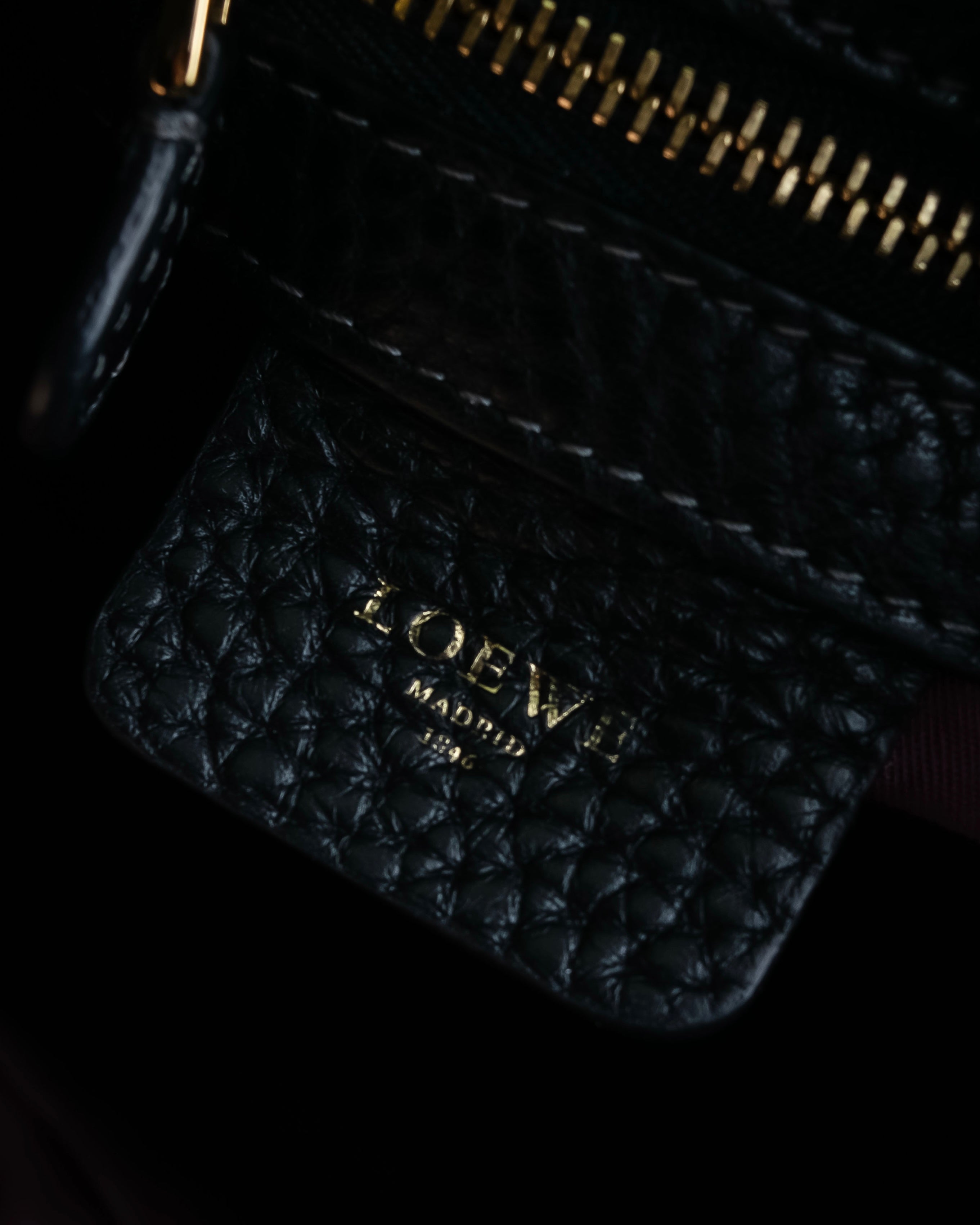 "LOEWE" Flap pocket design ostrich leather bag