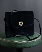 "Salvatore Ferragamo" Antique jewelry motif design velvet shoulder bag