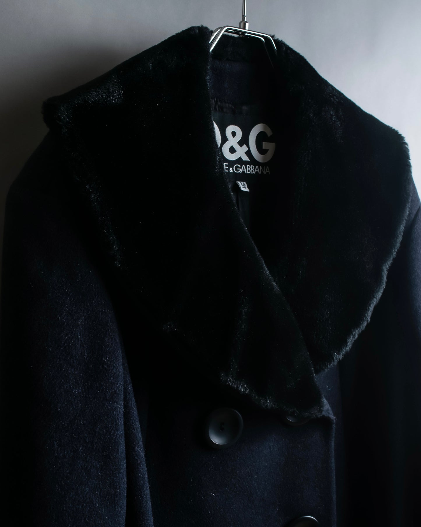 "Dolce & Gabbana" Large lapel fur shawl collar double-breasted coat