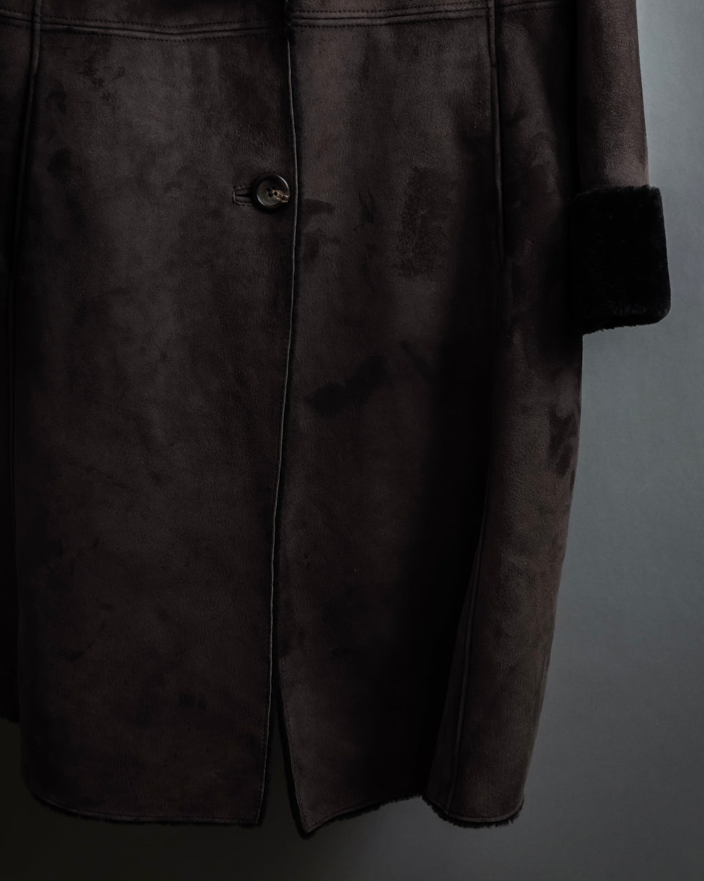 "NORTH BEACH" Smoky lamb fur design suede leather coat