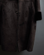 "NORTH BEACH" Smoky lamb fur design suede leather coat