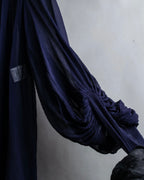 "HERMES" Bowtie detail balloon sleeve sheer pullover