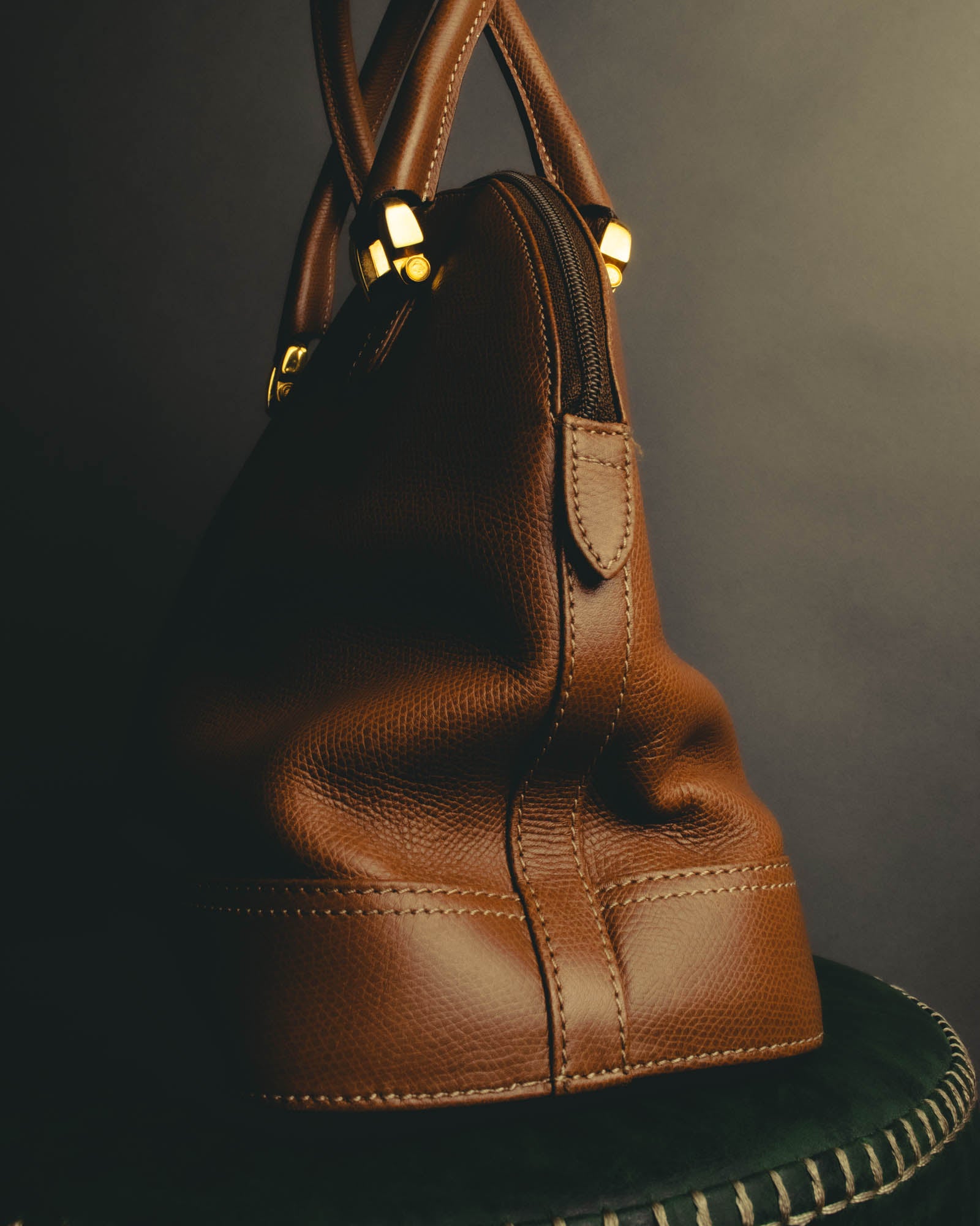 "LOEWE" 80s–00's logo embossed leather handbag
